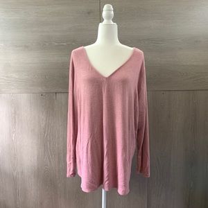 Ava & Viv Dusty Pink Long Sleeve V-Neck Tee